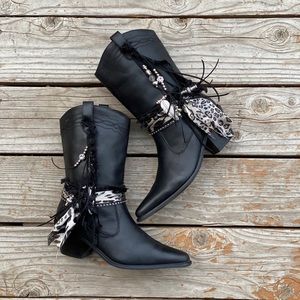 Black Pointy Toe Dress Boots UPCycled Cowgirl Boot